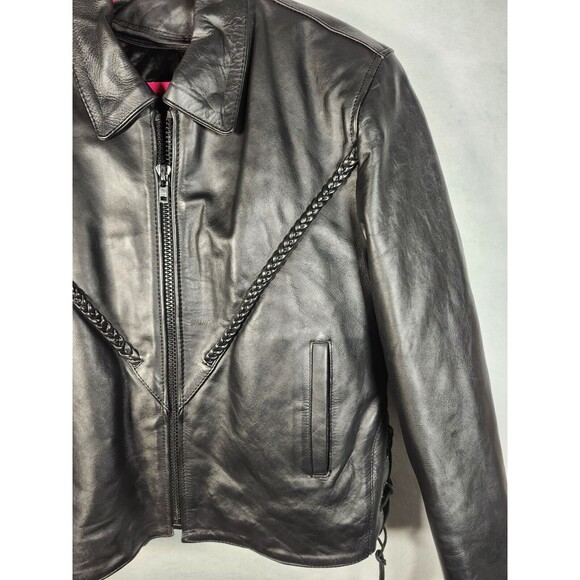 INTERSTATE LEATHER Womens LARGE Lined Biker Motorcycle Jacket Heavy Moto - Picture 3 of 15